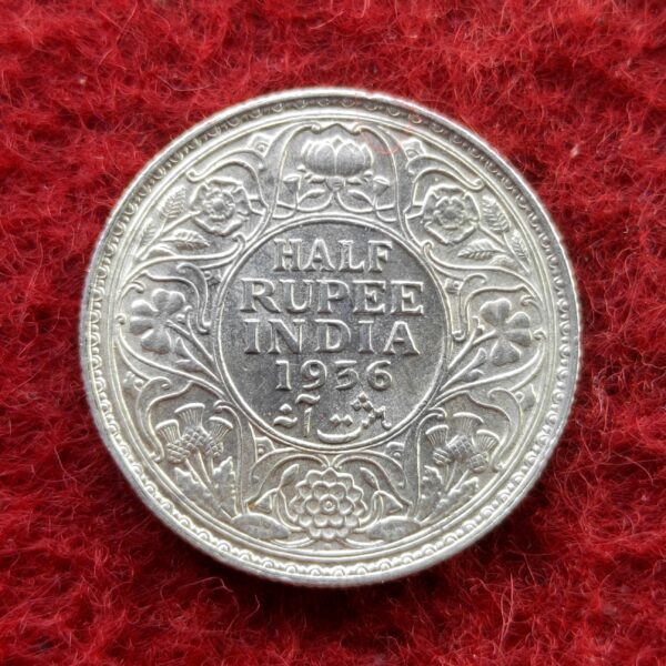 British India 1/2 Rupee George V 1936 Silver Coin
