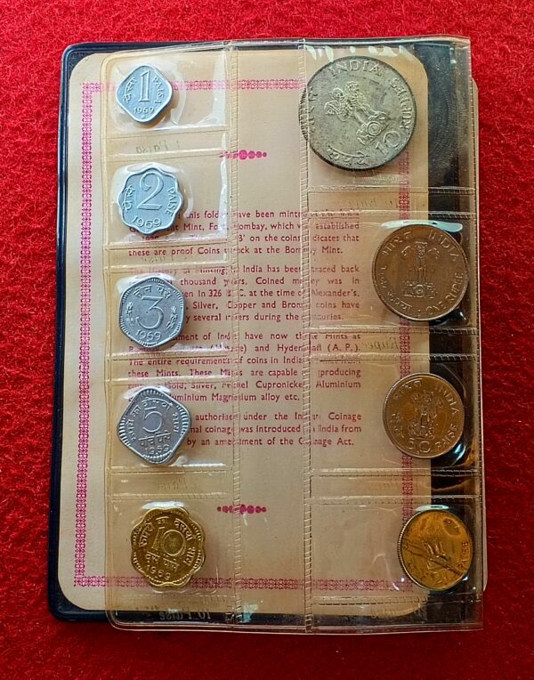 1969 – Republic Of India Mahatma Gandhi  Centenary Proof 9 Coins Set (Diary) - Image 2