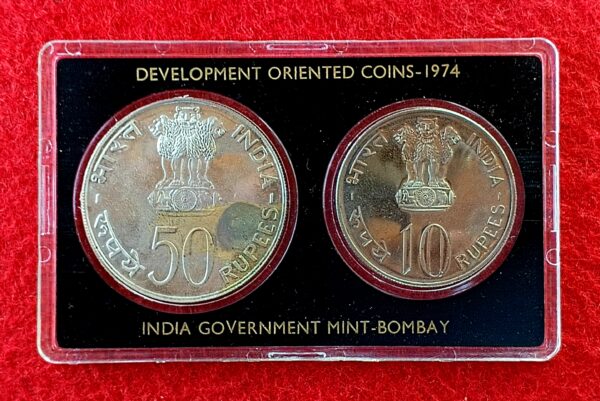 1974 - Planned Families Food for All (Bombay) UNC Set (10 Rs , 50 Rs) - Image 2