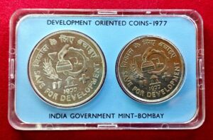 1977 - Save for Development (Bombay) UNC 2 Coins Set (Rs.50,Rs.10)