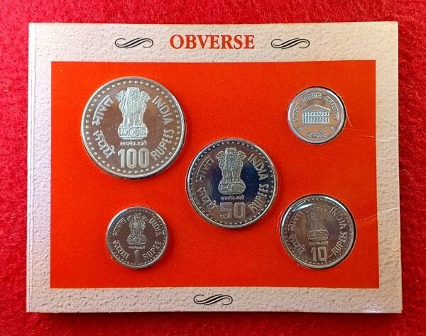 1993 - Quit India Movement (1942-1992) Proof 4 Coins Set (Rs.100, Rs.50,Rs.10, Re.1) - Image 2