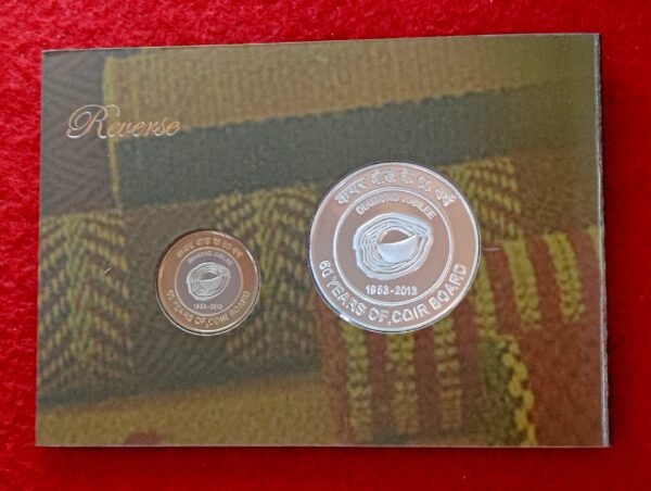 2014 - 60 Years of Coir Board Proof 2 Coins Set (Rs.60, Rs.10) Mumbai Mint - Image 3