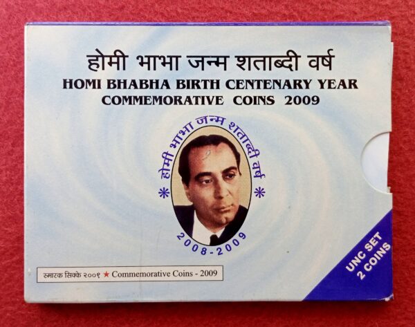 2009 - Homi Bhabha Birth Centenary Year UNC 2 Coins Set (Rs.100, Rs.10)
