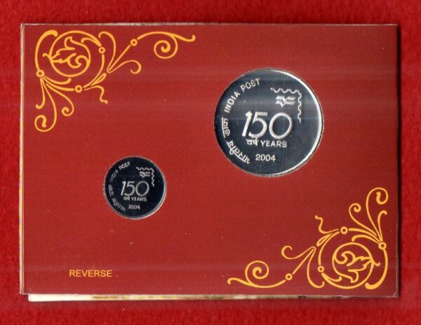 2004 - 150 Years of India Post (Kolkata) Proof 2 Coins Set (Rs.100, Rs.1) - Image 3