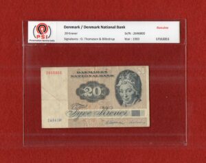 Denmark 20 Kroner Painting and Animal Banknote