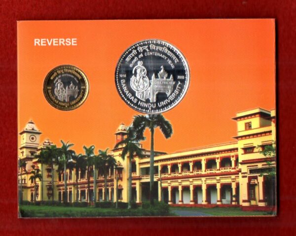 2016 - Centenary Year of Banaras Hindu University Hyderabad UNC 2 Coins Set (Rs.100, Rs.10) - Image 3