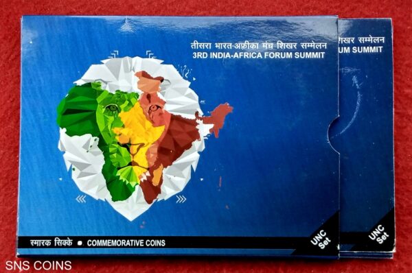 2015 - 3rd India Africa Forum Summit (Kolkata) UNC 2 Coins Set (Rs.500 , Rs.10)