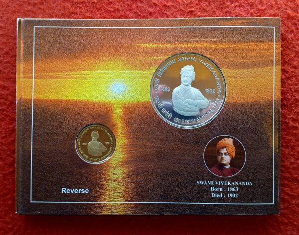 2013 - Swami Vivekananda Proof 2 Coins Set (Rs.150, Rs.5) Kolkata Mint - Image 3