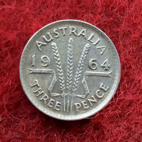 Australia 3 Pence - Elizabeth II 1st Portrait 1964  Sliver Coin