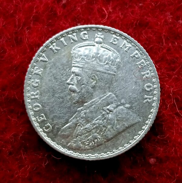 British India 1/4 Rupee George V 1928 Silver Coin  - Image 2