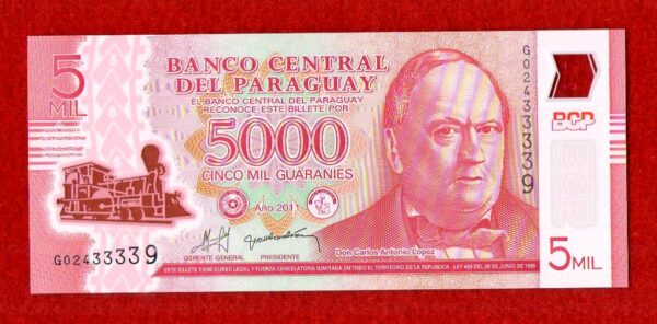 Paraguay 5000 Guaranies 2011 Polymer Banknote