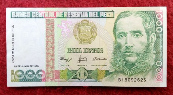 Peru 1000 Intis 1988 Banknote