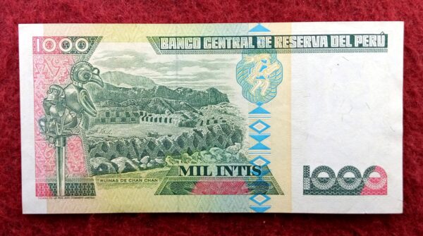 Peru 1000 Intis 1988 Banknote - Image 2