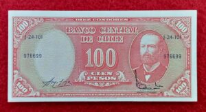 Chile 10 Centesimos Overprint on 100 Pesos Banknote