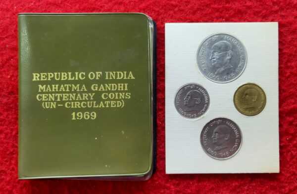 1969 - Republic Of India Mahatma Gandhi Centenary UNC 4 Coins Set (Diary)