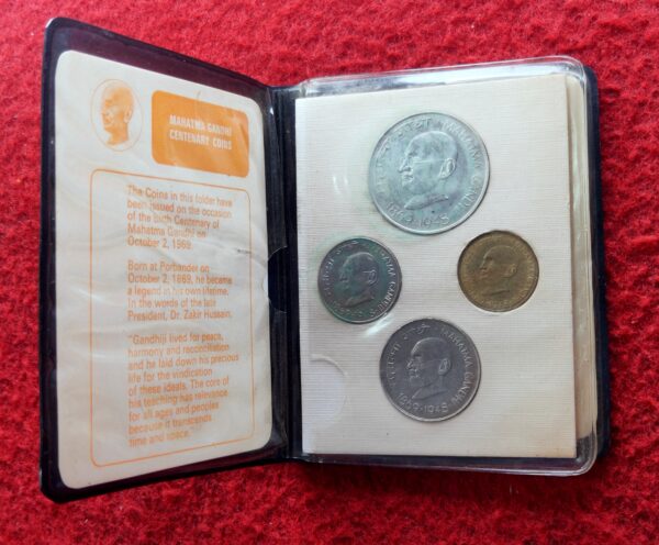 1969 - Republic Of India Mahatma Gandhi Centenary UNC 4 Coins Set (Diary) - Image 2