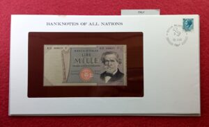 Italy 1000 Lire Verdi - 2nd Type 1969 Banknote With Cancellation Stamp (22 September 1980)