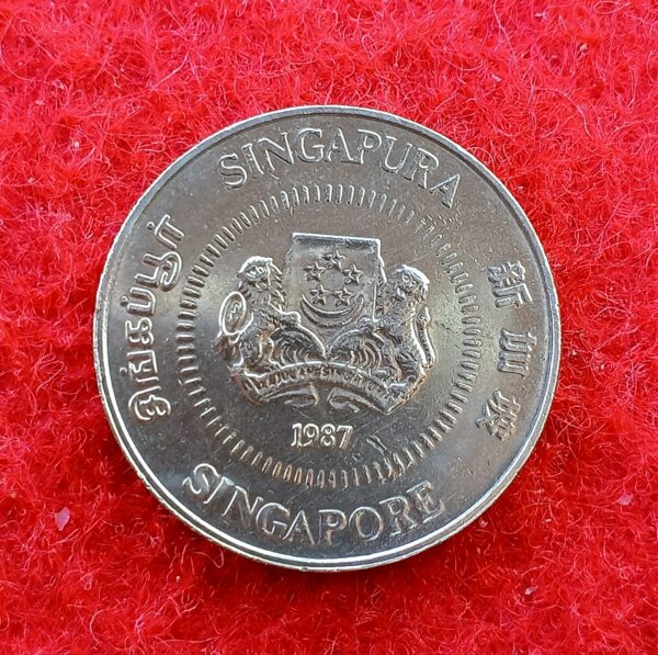 Singapore 50 Cents ribbon upwards 1987 Coin - Image 2