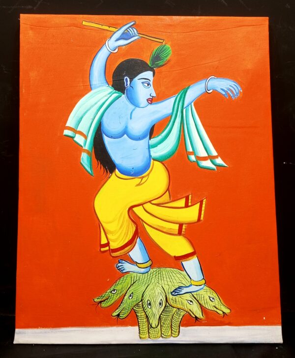 Oil Painting Canvas –  Krishna Dancing On Kaliya Naag (Kiya Art World) - Image 2