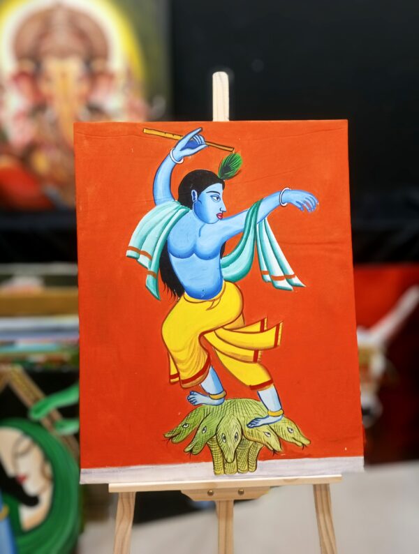 Oil Painting Canvas –  Krishna Dancing On Kaliya Naag (Kiya Art World)