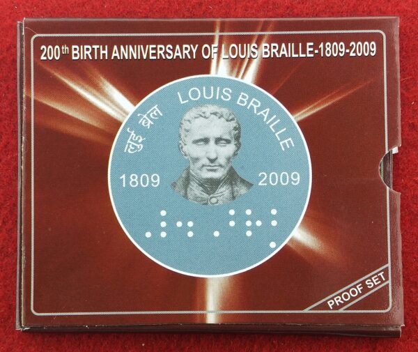 2009 - 200th Birth Anniversary of Louis Braille Proof 1 Coin Set (Rs.2)