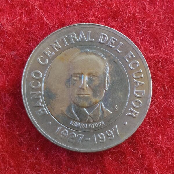 Ecuador 500 Sucres 70th Anniversary - Central Bank 1997 Commemorative Coin - Image 2