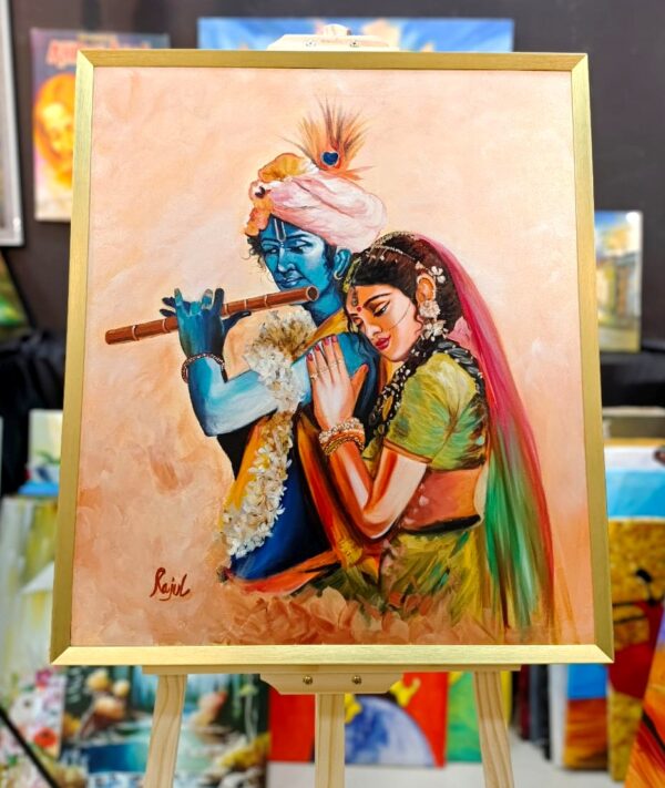 Oil Painting Canvas –  Radha Krishna Set of 3 Paintings (Kiya Art World) - Image 2