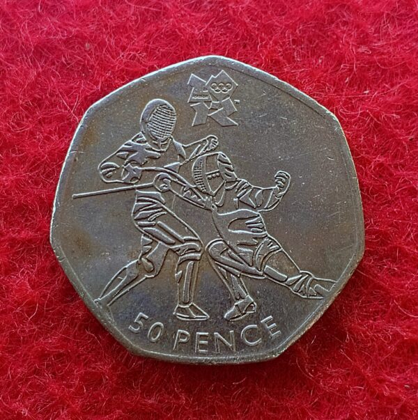 United Kingdom (UK) 50 Pence Elizabeth II Fencing 2011 Commemorative Coin