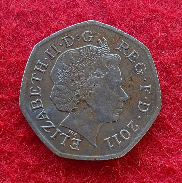 United Kingdom (UK) 50 Pence Elizabeth II Fencing 2011 Commemorative Coin - Image 2