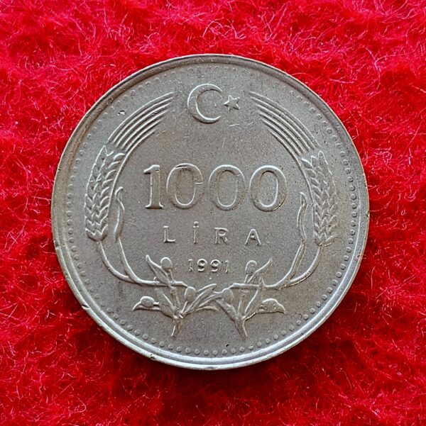 Turkey 1000 Lira 1991 Coin