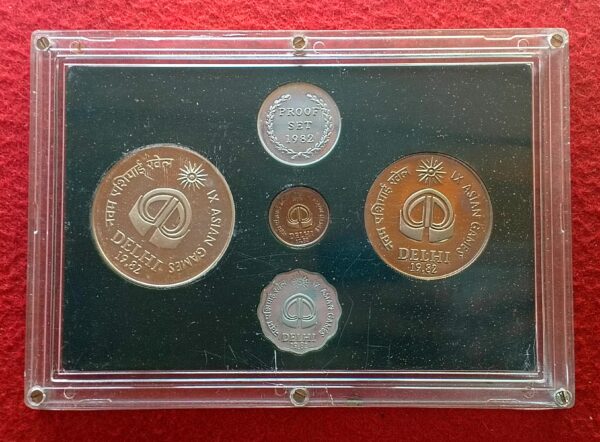 1982 -  IX Asian Games Delhi Proof 4 Coins Set (Rs.100, Rs.10, Ps.25, Ps.10) Without Card And Cover