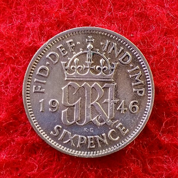  United Kingdom (UK) 6 Pence - George VI 1st coinage 1946 Silver Coin