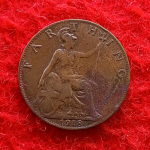 United Kingdom (UK) 1 Farthing George V 1918 Coin 