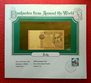 Italy 1000 Lire Marco Polo Banknote with Cancellation Stamp (26 April 1985)
