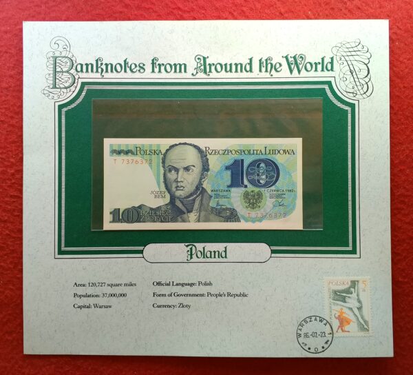 Poland 10 Zlotys 1982 Banknote with Cancellation Stamp (23 July 1986)