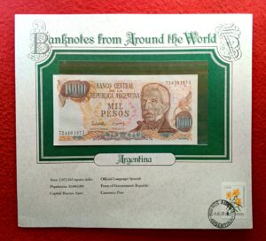 Argentina 1000 Pesos Banknote With Cancellation Stamp (9 July 1987)