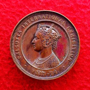 British India Colonial Calcutta International Exhibition 1883 - 1884 Unawarded Queen Victoria Medal (Size - 51mm)