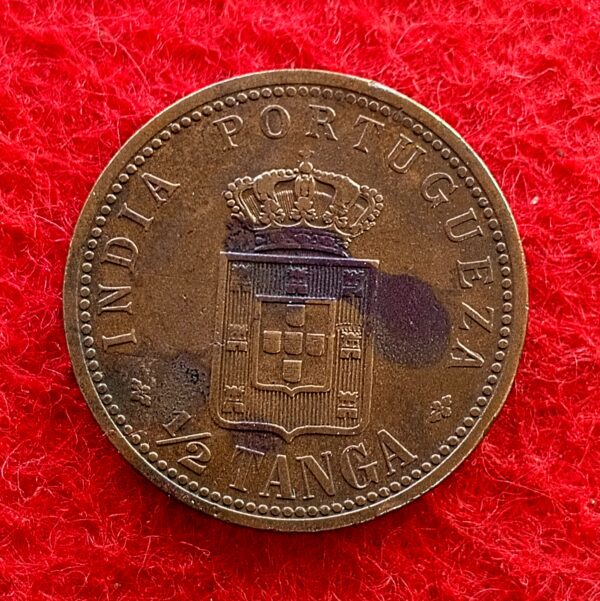 India Portuguese 1/2 Tanga Carlos I Lisboa mint 1903 Coin 
