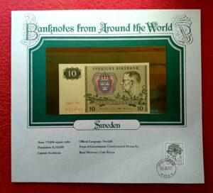 Sweden 10 Kronor 1983 Banknote with Cancellation Stamp (6 June 1985)