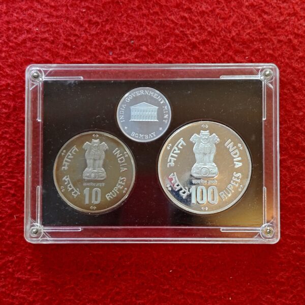 1981 - (FAO) World Food Day Proof 2 Coins Set (Rs.10, Rs.100) Bombay Mint - Image 2