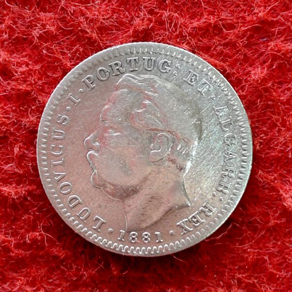India Portuguese 1/2 Rupia - Luiz I 1881 Silver Coin - Image 2