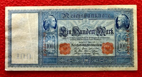 Germany 100 Mark Reichsbanknote Red Seals 1910 Banknote