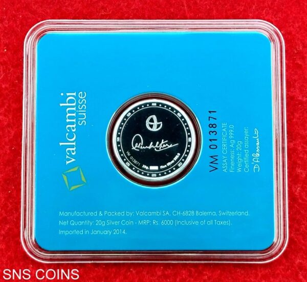 Sachin Tendulkar 20g Swiss Silver Limited Edition Memorabillia Coin. - Image 3