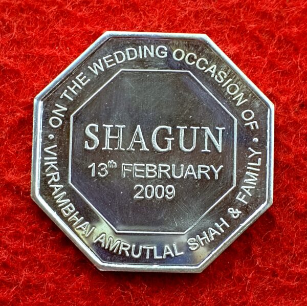 Shagun Silver Coin - 13th February 2009 on the Wedding Occasion of Vikrambhai Amrutlal Shah & Family