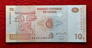 Democratic Republic of the Congo 10 Francs 2003 Banknote