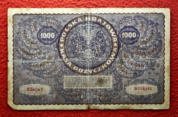 Poland 1000 Marks T. Kosciuszko 1919 Note - Image 2