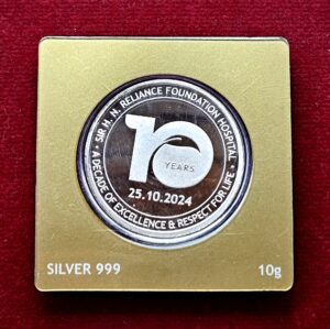 Sir H.N. Reliance Foundation Hospital 10th Anniversary Commemorative Silver 999 Medal (10 grams)