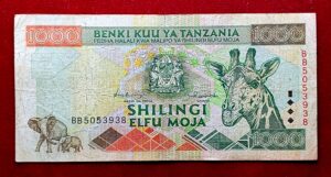 Tanzania 1000 Shilingi Giraffe head 1997 Banknote