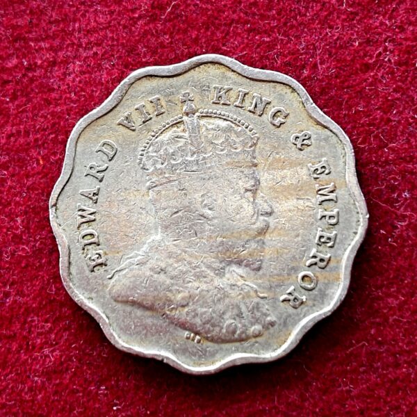 British India 1 Anna Edward VII 1910 Coin  - Image 2