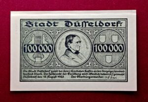 City of Dusseldorf 100 000 Mark 1923 Banknote